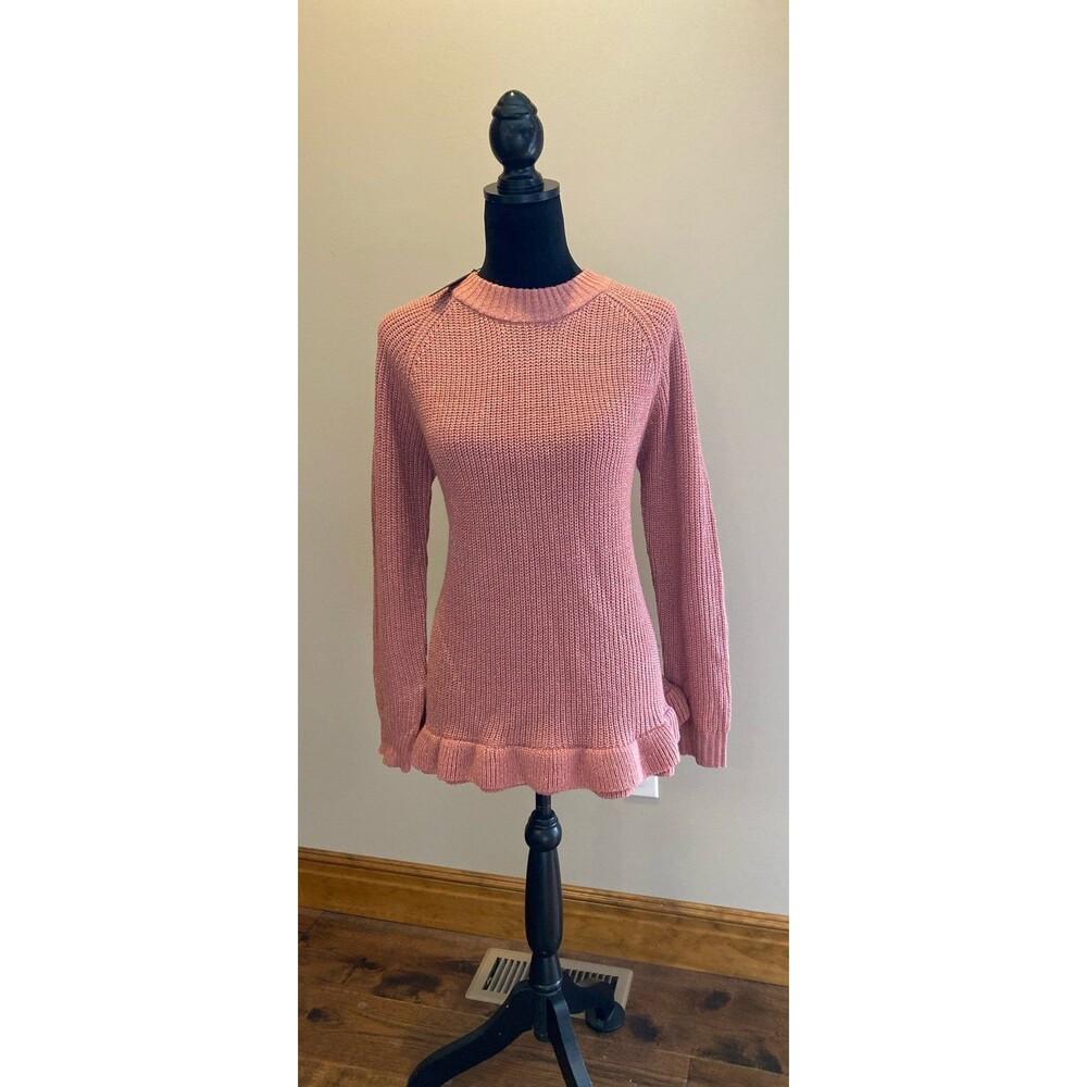 NEW Alison Andrews Pink Dusty Rose Knit Crew Neck Sweater Silver Thread Size XL‎